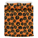 Black Halloween Pumpkin Pattern Print Duvet Cover Bedding Set