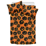 Black Halloween Pumpkin Pattern Print Duvet Cover Bedding Set