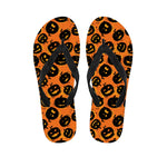 Black Halloween Pumpkin Pattern Print Flip Flops