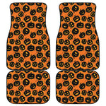 Black Halloween Pumpkin Pattern Print Front and Back Car Floor Mats