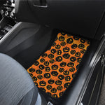 Black Halloween Pumpkin Pattern Print Front and Back Car Floor Mats