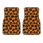 Black Halloween Pumpkin Pattern Print Front Car Floor Mats