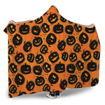 Black Halloween Pumpkin Pattern Print Hooded Blanket