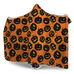 Black Halloween Pumpkin Pattern Print Hooded Blanket