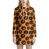 Black Halloween Pumpkin Pattern Print Hoodie Dress