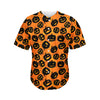 Black Halloween Pumpkin Pattern Print Men's Baseball Jersey