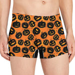 Black Halloween Pumpkin Pattern Print Men's Boxer Briefs