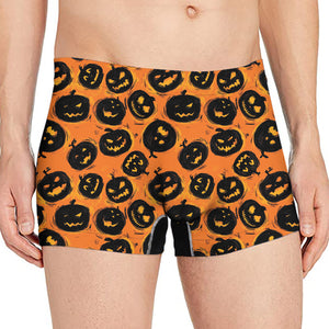 Black Halloween Pumpkin Pattern Print Men's Boxer Briefs