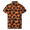 Black Halloween Pumpkin Pattern Print Men's Short Sleeve Shirt