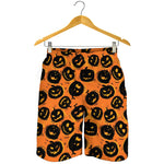 Black Halloween Pumpkin Pattern Print Men's Shorts