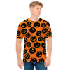 Black Halloween Pumpkin Pattern Print Men's T-Shirt