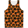 Black Halloween Pumpkin Pattern Print Men's Tank Top