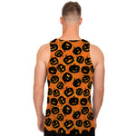 Black Halloween Pumpkin Pattern Print Men's Tank Top