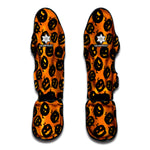 Black Halloween Pumpkin Pattern Print Muay Thai Shin Guard