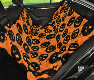 Black Halloween Pumpkin Pattern Print Pet Car Back Seat Cover