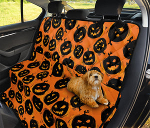 Black Halloween Pumpkin Pattern Print Pet Car Back Seat Cover