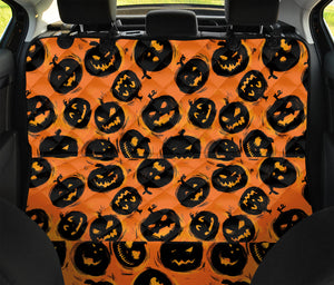 Black Halloween Pumpkin Pattern Print Pet Car Back Seat Cover