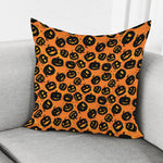 Black Halloween Pumpkin Pattern Print Pillow Cover