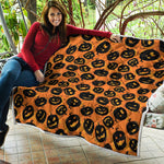 Black Halloween Pumpkin Pattern Print Quilt