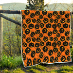 Black Halloween Pumpkin Pattern Print Quilt