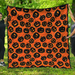 Black Halloween Pumpkin Pattern Print Quilt