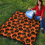 Black Halloween Pumpkin Pattern Print Quilt