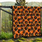 Black Halloween Pumpkin Pattern Print Quilt