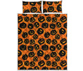 Black Halloween Pumpkin Pattern Print Quilt Bed Set