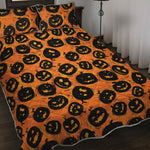 Black Halloween Pumpkin Pattern Print Quilt Bed Set