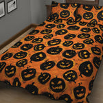 Black Halloween Pumpkin Pattern Print Quilt Bed Set