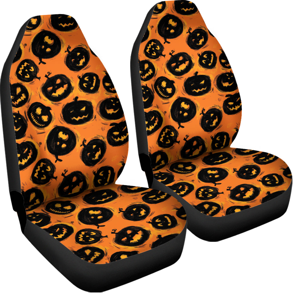 Black Halloween Pumpkin Pattern Print Universal Fit Car Seat Covers