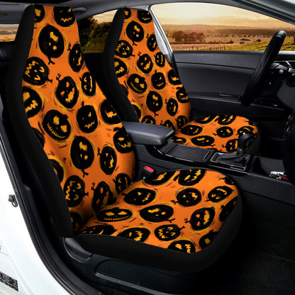 Black Halloween Pumpkin Pattern Print Universal Fit Car Seat Covers