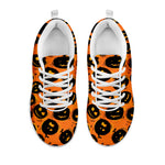 Black Halloween Pumpkin Pattern Print White Sneakers