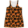 Black Halloween Pumpkin Pattern Print Women's Racerback Tank Top