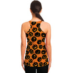 Black Halloween Pumpkin Pattern Print Women's Racerback Tank Top
