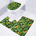 Black Hawaiian Pineapple Pattern Print 3 Piece Bath Mat Set