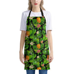 Black Hawaiian Pineapple Pattern Print Apron