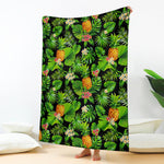 Black Hawaiian Pineapple Pattern Print Blanket