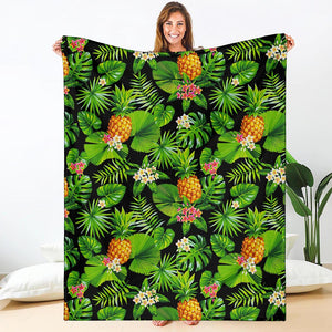 Black Hawaiian Pineapple Pattern Print Blanket