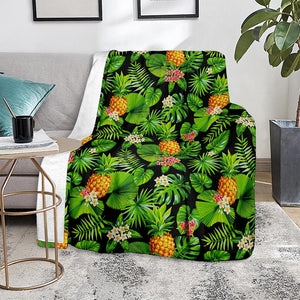 Black Hawaiian Pineapple Pattern Print Blanket