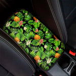 Black Hawaiian Pineapple Pattern Print Car Center Console Cover