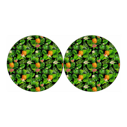 Black Hawaiian Pineapple Pattern Print Car Coasters