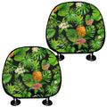 Black Hawaiian Pineapple Pattern Print Car Headrest Covers