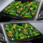 Black Hawaiian Pineapple Pattern Print Car Sun Shade GearFrost