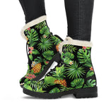 Black Hawaiian Pineapple Pattern Print Comfy Boots GearFrost