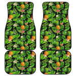 Black Hawaiian Pineapple Pattern Print Front and Back Car Floor Mats