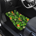 Black Hawaiian Pineapple Pattern Print Front and Back Car Floor Mats