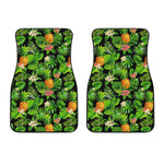 Black Hawaiian Pineapple Pattern Print Front Car Floor Mats