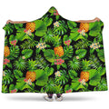 Black Hawaiian Pineapple Pattern Print Hooded Blanket