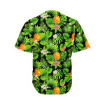 Black Hawaiian Pineapple Pattern Print Men's Baseball Jersey